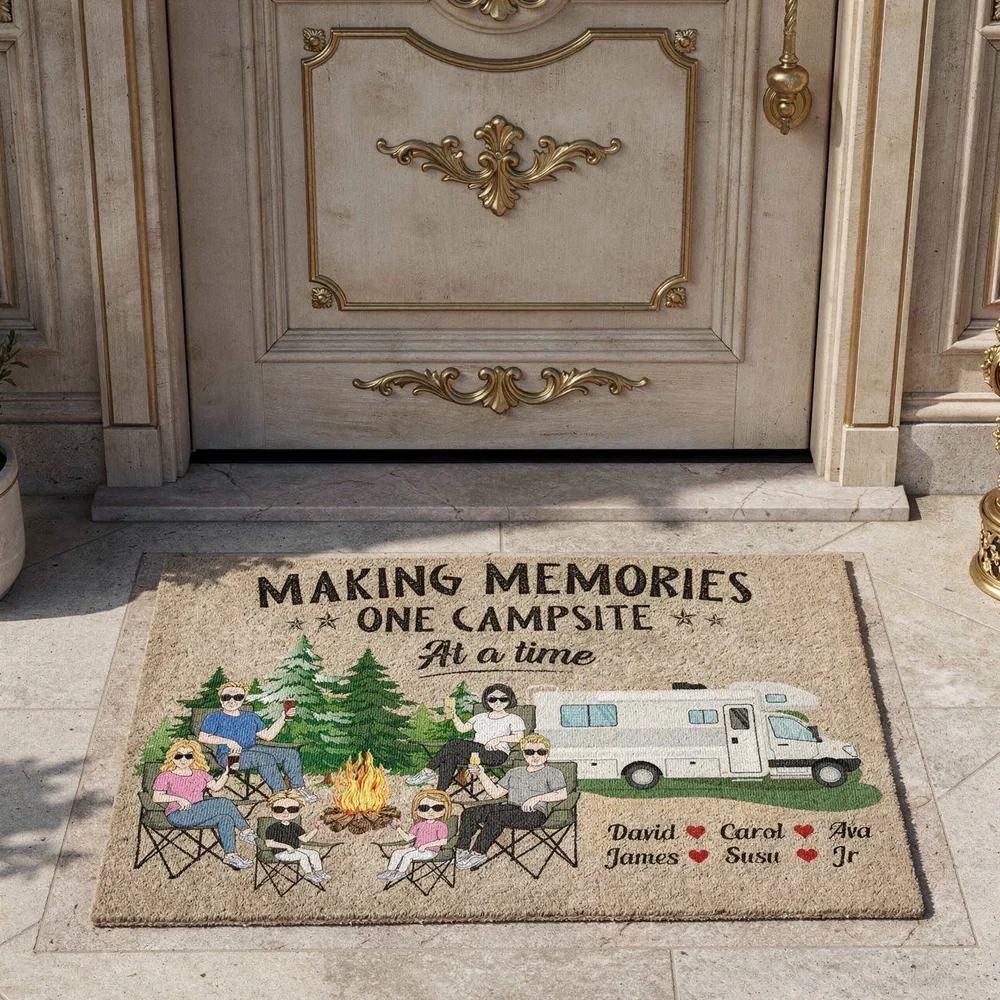 Making Memories One Campsite At A Time Standard Doormat, Personalized Cozy Campfire Welcome Gift - Image 5