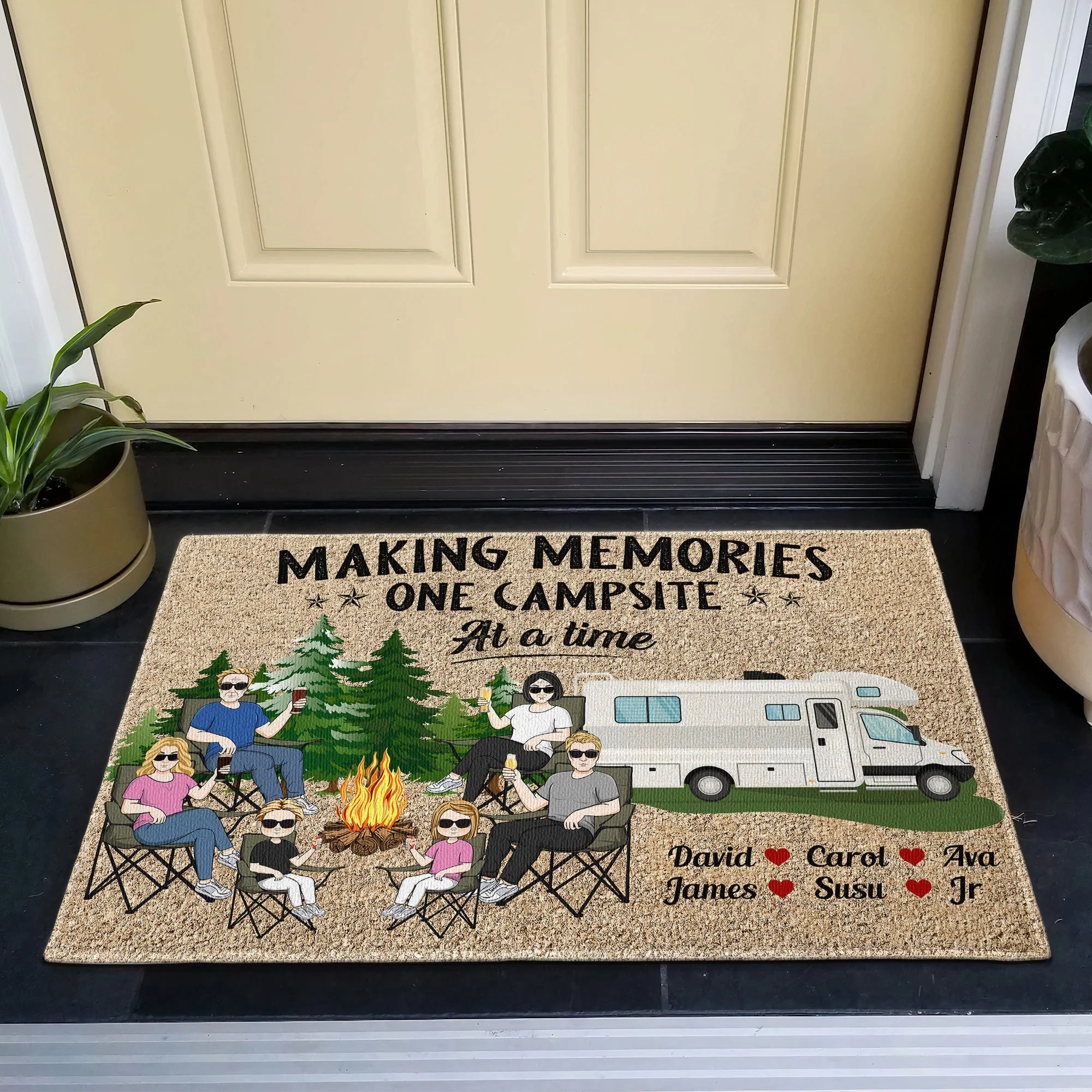 Making Memories One Campsite At A Time Standard Doormat, Personalized Cozy Campfire Welcome Gift - Image 6