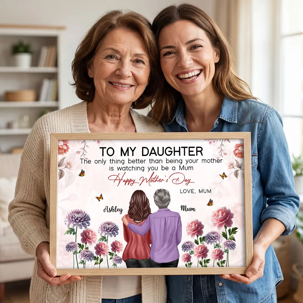 Personalized Mother to Daughter Floral Poster Happy Mother's Day Quote, Heartwarming Unique Gift for Mom - Image 5