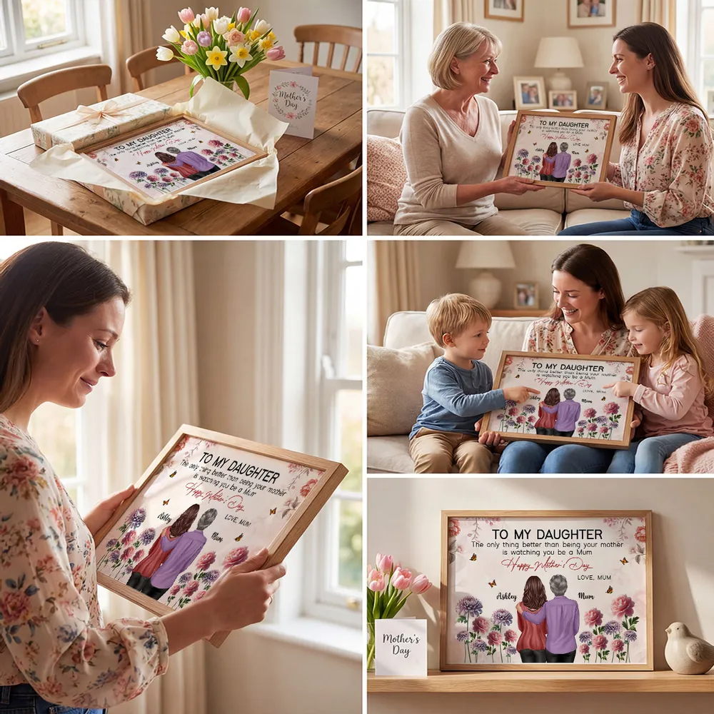 Personalized Mother to Daughter Floral Poster Happy Mother's Day Quote, Heartwarming Unique Gift for Mom - Image 6