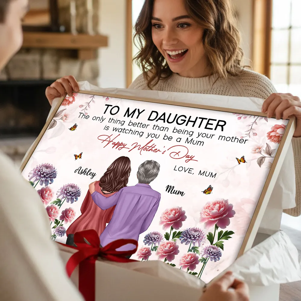 Personalized Mother to Daughter Floral Poster Happy Mother's Day Quote, Heartwarming Unique Gift for Mom - Image 7