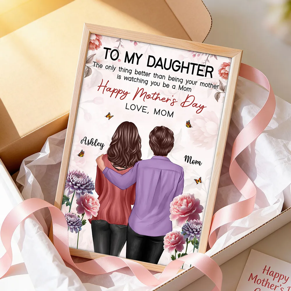 Personalized Mother's Day Gift for Daughter, Custom Mother & Daughter Hug Wall Art, Watching You Be a Mom Canvas Print Poster - Image 5