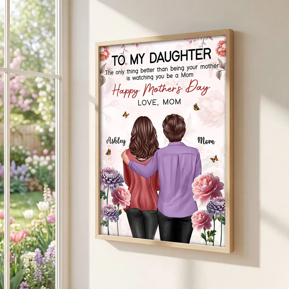Personalized Mother's Day Gift for Daughter, Custom Mother & Daughter Hug Wall Art, Watching You Be a Mom Canvas Print Poster - Image 8