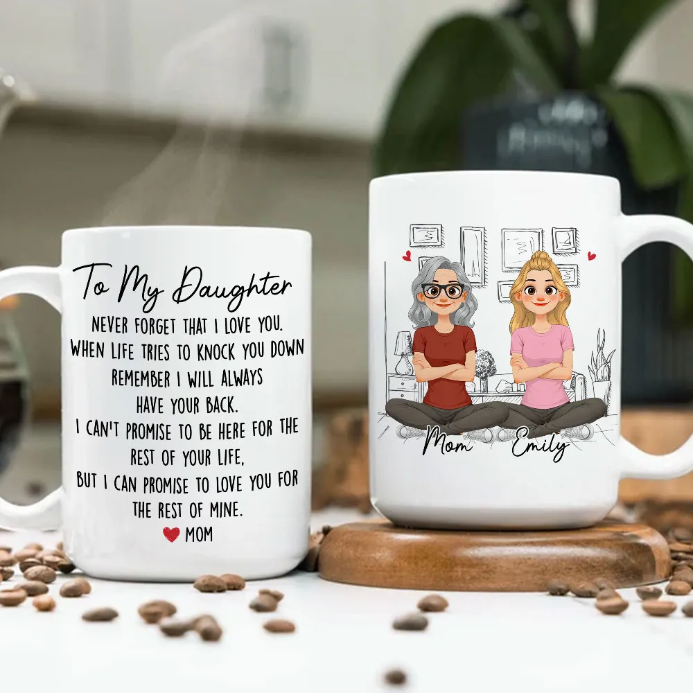 Personalized White Ceramic Mug With Mom and Son Cartoon Quote, Unique Encouraging Gift for Son From Mom - Image 3