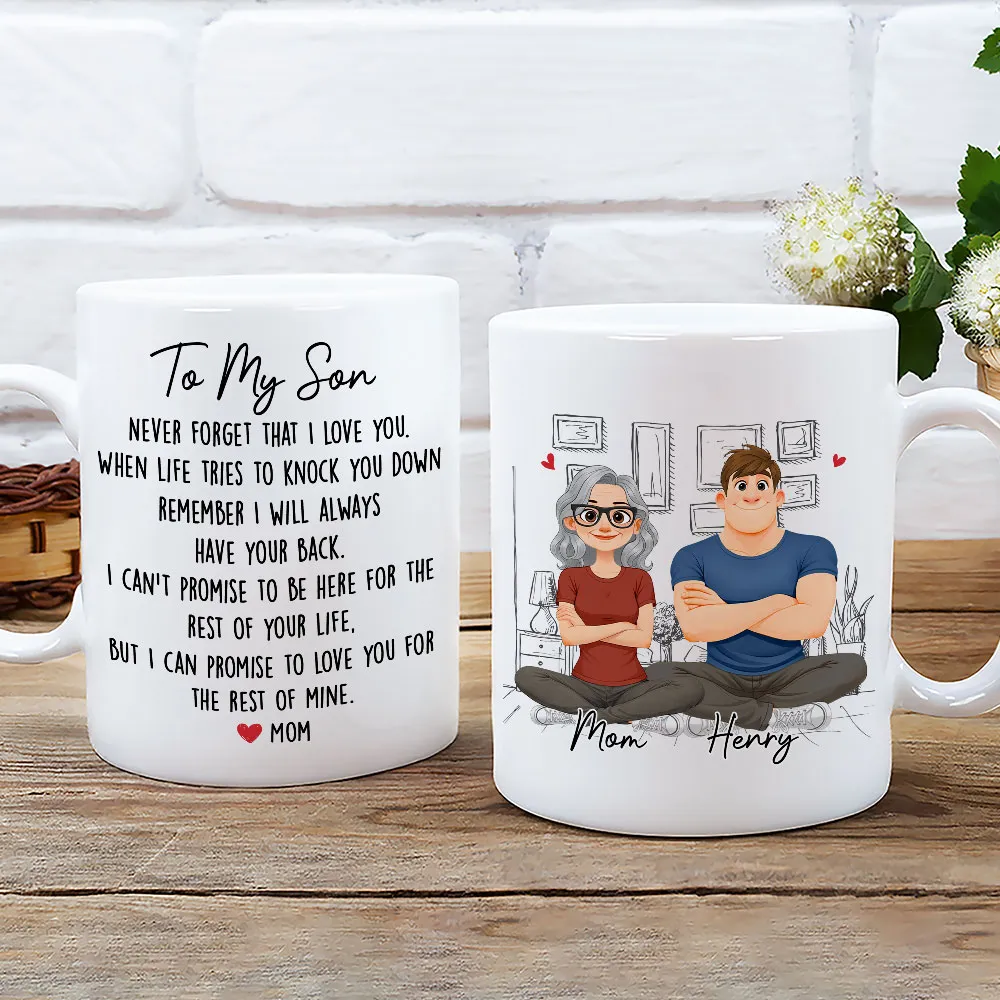 Personalized White Ceramic Mug With Mom and Son Cartoon Quote, Unique Encouraging Gift for Son From Mom - Image 6