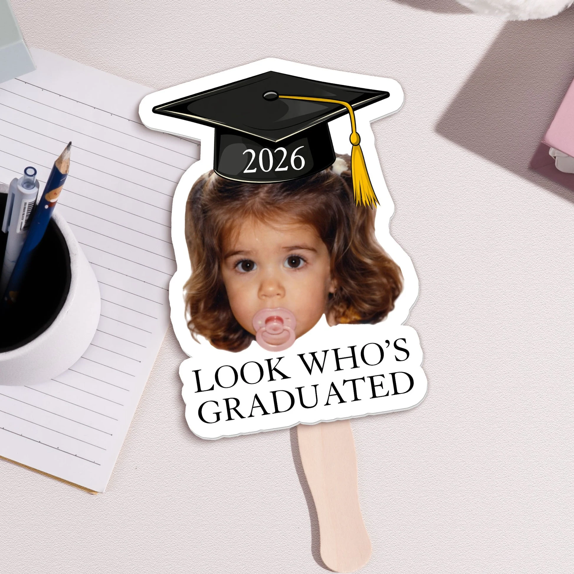Personalized Graduation Fan with Childhood Photo, Look Who's Graduated, Unique Creative Gift for Grad Celebration - Image 4