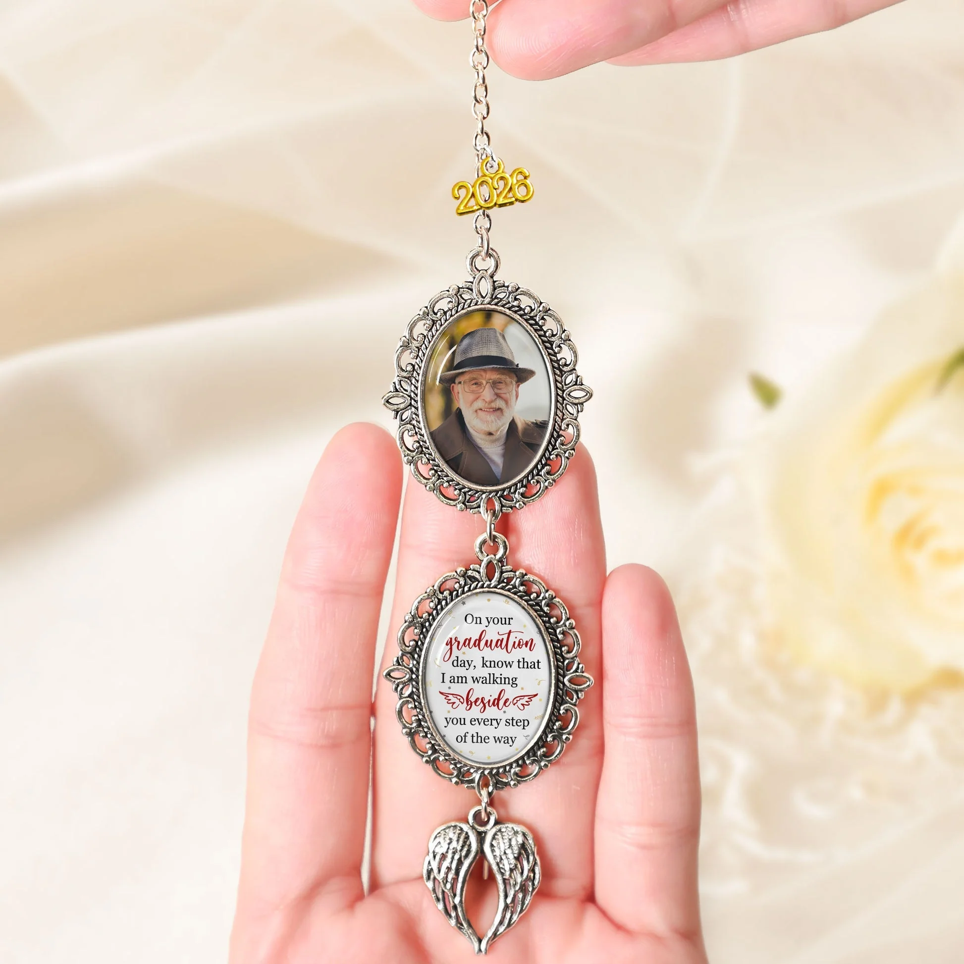 Personalized Stainless Steel Tassel Charm With Photo Graduation Keepsake, Walking Beside You Every Step, Unique Gift - Image 3