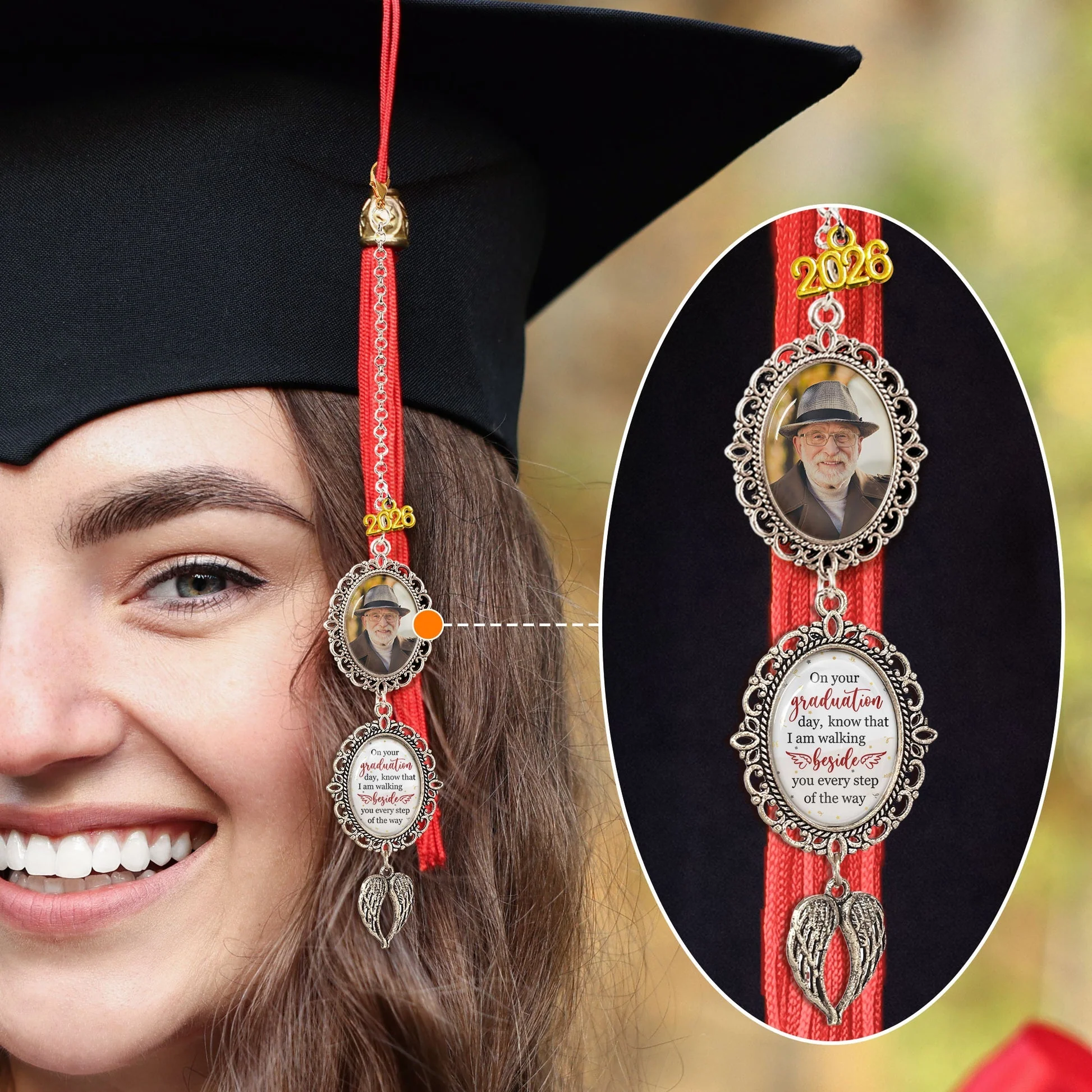 Personalized Stainless Steel Tassel Charm With Photo Graduation Keepsake, Walking Beside You Every Step, Unique Gift - Image 5