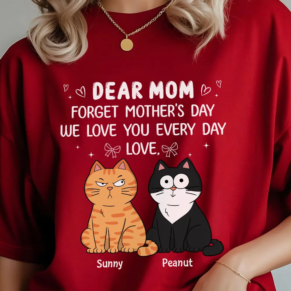 Personalized Classic Tee Dear Mom Cat Cartoon Quote Shirt - Unique Mother's Day Gift From Cat Lovers - Image 5