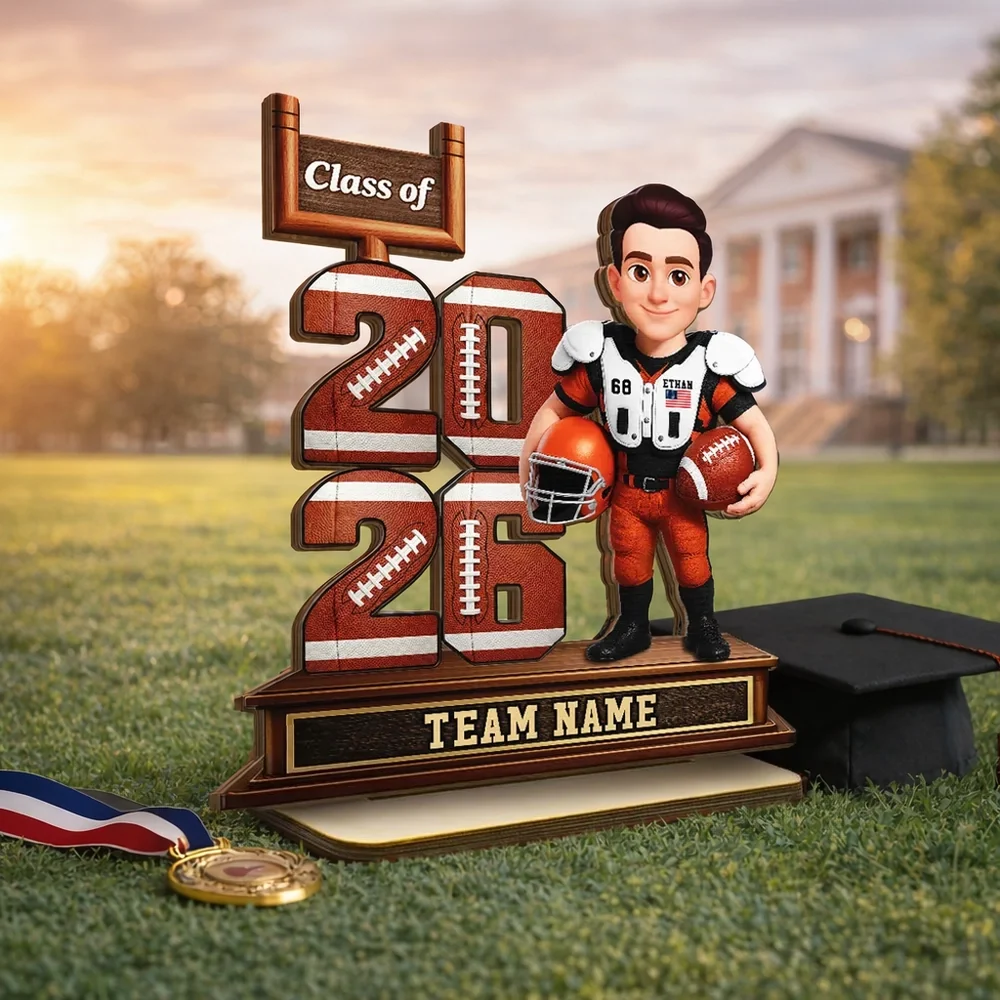 Custom Football Player 2-Layer Wooden Plaque Class of Gift for Son or Daughter, Heartfelt Senior Night Style Memory - Image 8