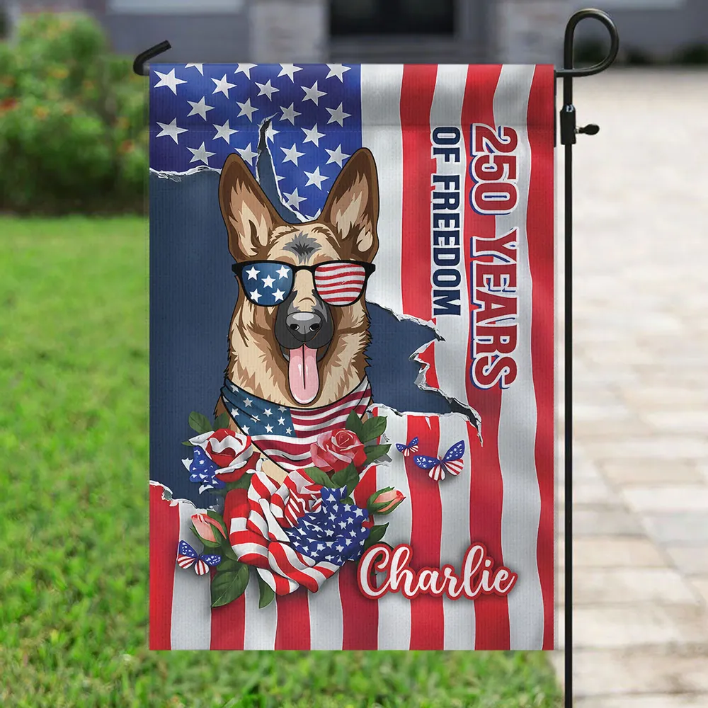 Personalized Patriotic Dog Garden Flag, 250 Years of Freedom Yard Decor, Unique Gift for Dog Lovers - Image 3