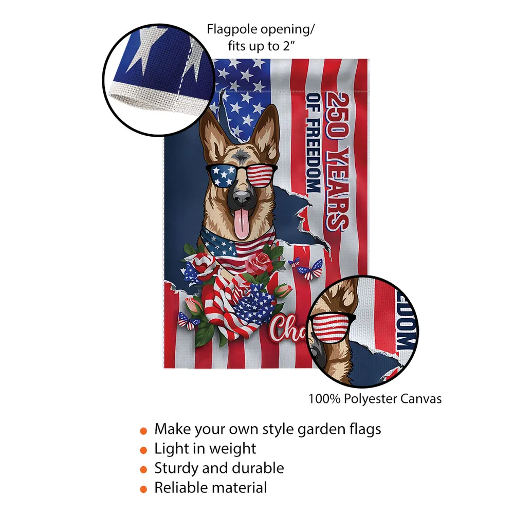 Personalized Patriotic Dog Garden Flag, 250 Years of Freedom Yard Decor, Unique Gift for Dog Lovers - Image 5