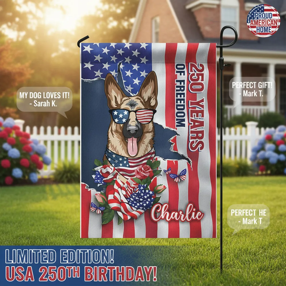 Personalized Patriotic Dog Garden Flag, 250 Years of Freedom Yard Decor, Unique Gift for Dog Lovers - Image 7