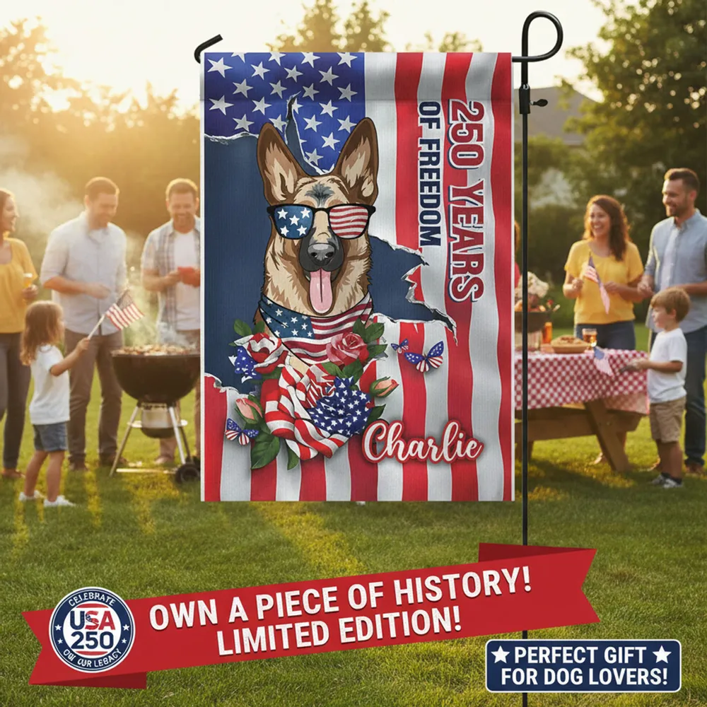 Personalized Patriotic Dog Garden Flag, 250 Years of Freedom Yard Decor, Unique Gift for Dog Lovers - Image 8