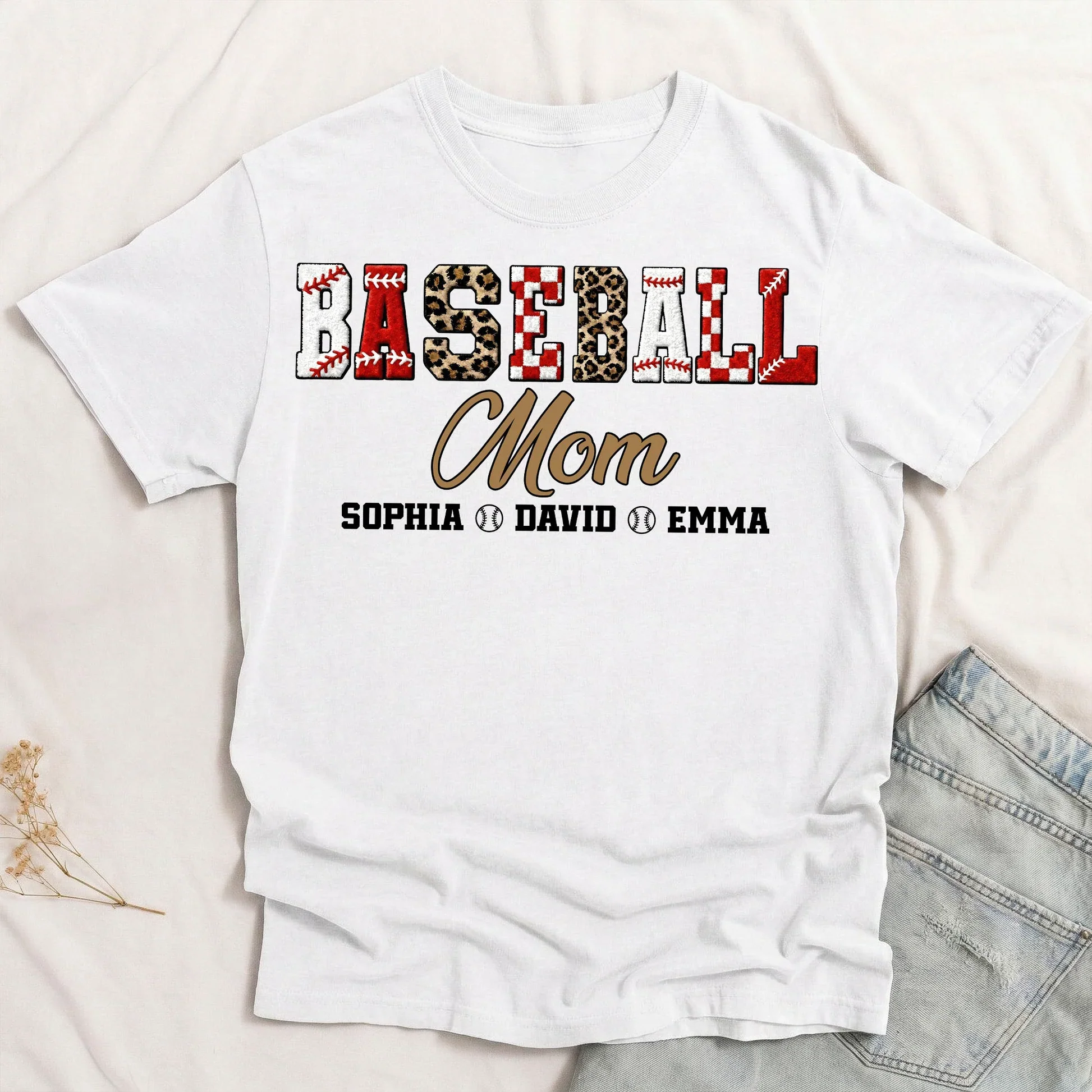 Baseball Mom Classic Tee, Personalized Keepsake Style - Cute Ballpark Look for Mom's Everyday Wear Gift - Image 3