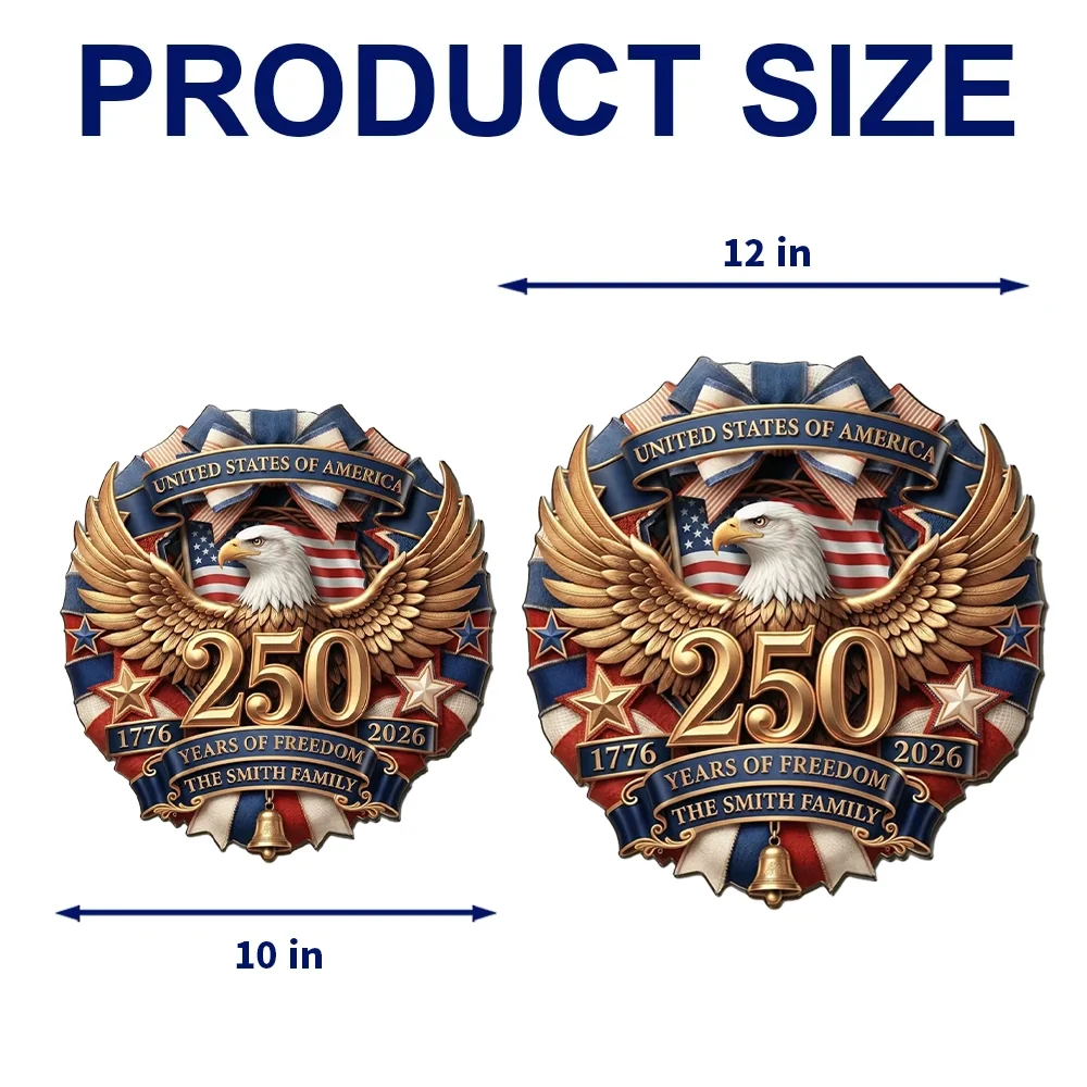 Personalized Patriotic Eagle Wooden Sign, United States of America Freedom Wreath Wall Decor, Unique Gift - Image 4