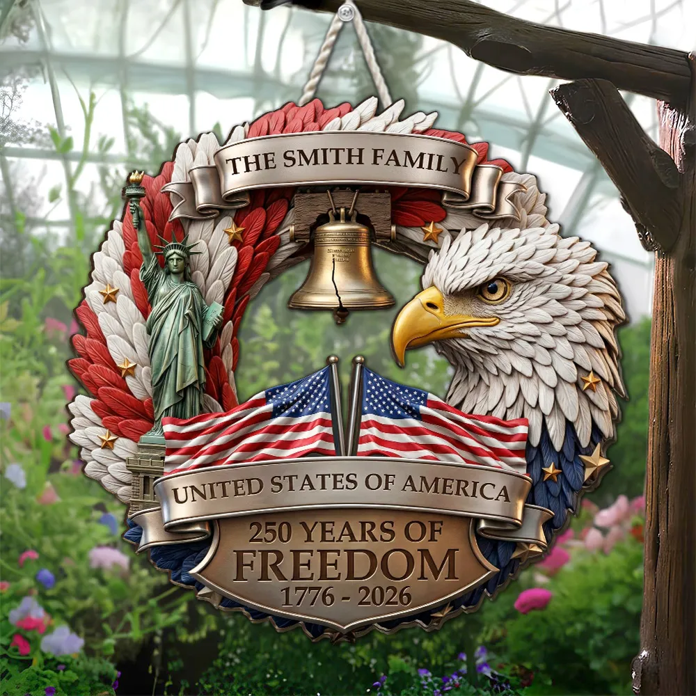 Personalized Patriotic Eagle Wooden Sign, United States of America Freedom Wreath Wall Decor, Unique Gift - Image 8