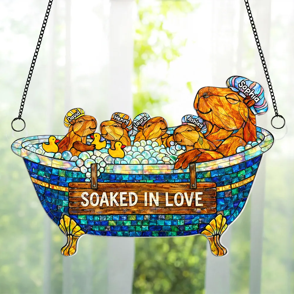 Acrylic Suncatcher Ornament With Cute Bathtub Critters Soaked In Love Sunlight Reflection Window Decor Thoughtful Gift For Mom - Image 7