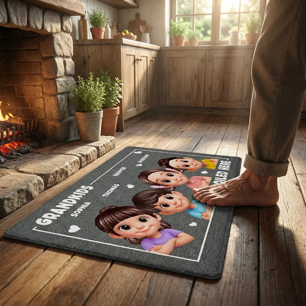 Grandkids Spoiled Here Personalized Standard Doormat - Sweet Entryway Decor, Creative Gift for Grandparents - Image 4