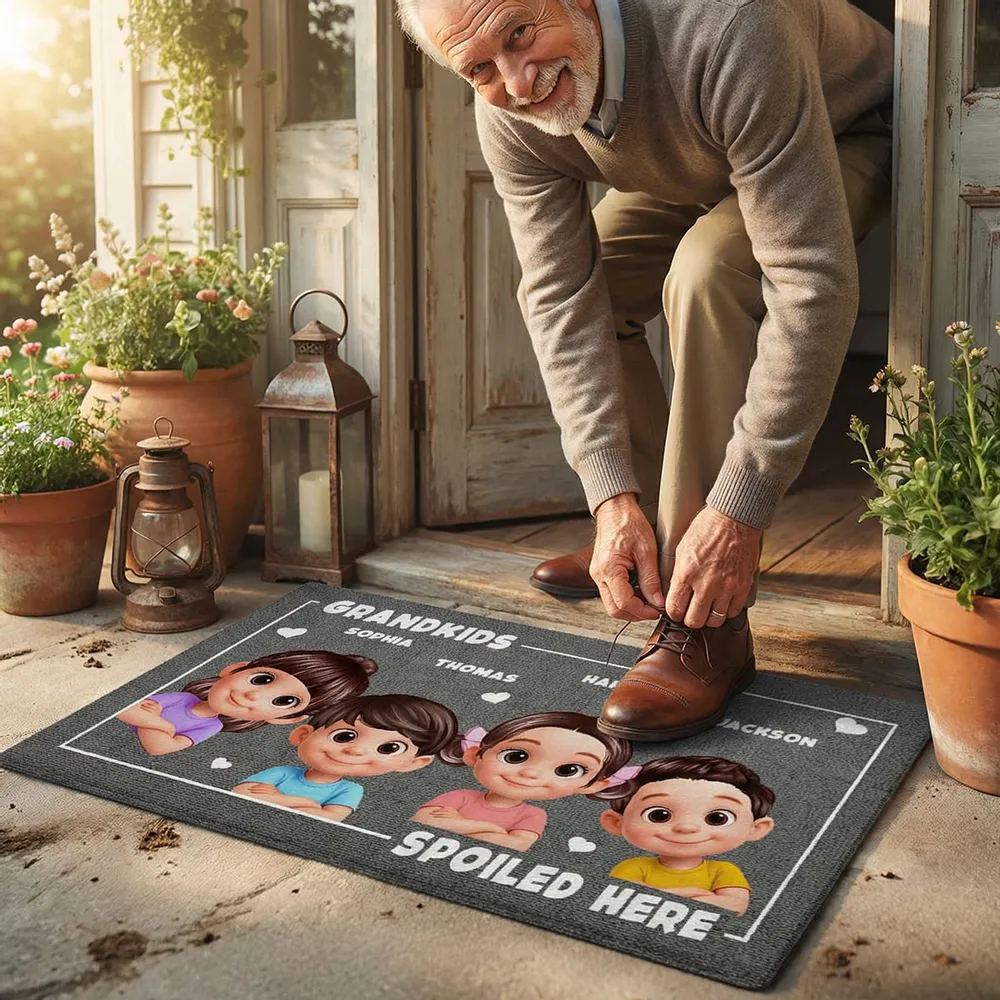 Grandkids Spoiled Here Personalized Standard Doormat - Sweet Entryway Decor, Creative Gift for Grandparents - Image 5