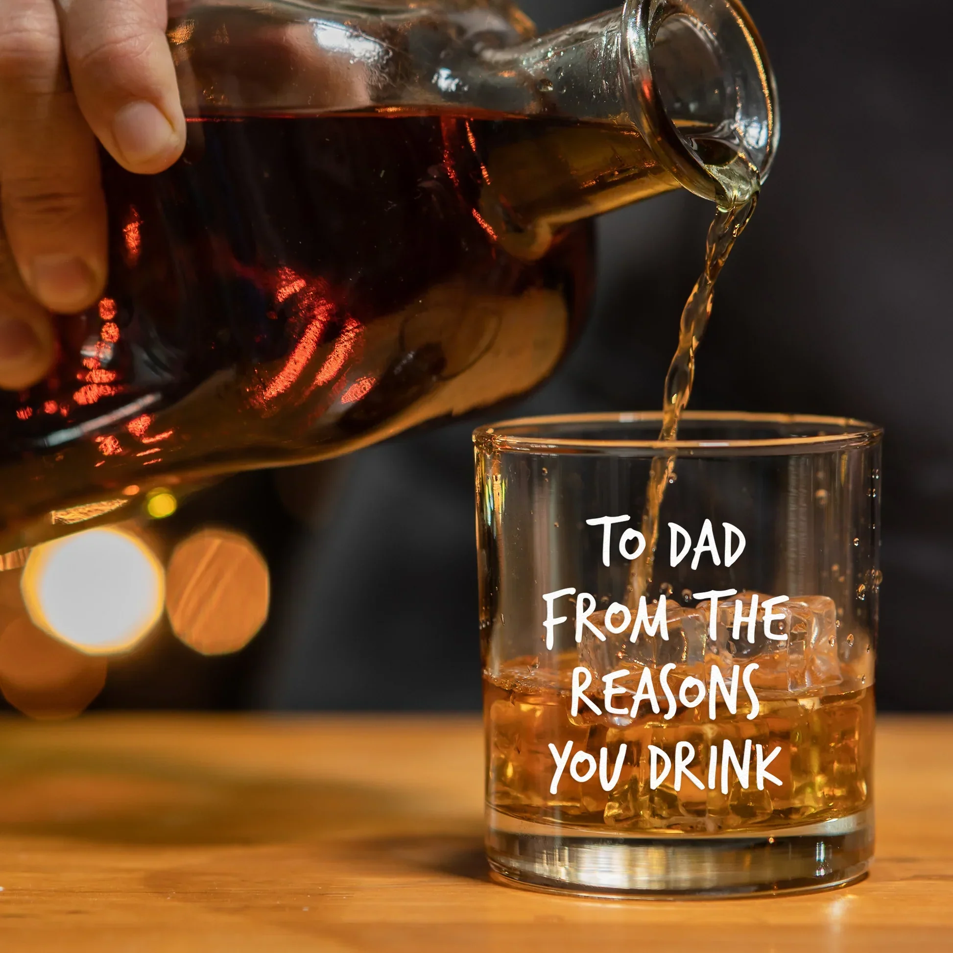 Personalized Whiskey Glass for Dad, Funny 'Reasons You Drink' Cartoon Design, Unique Gift for Father's Day or Birthday - Image 3