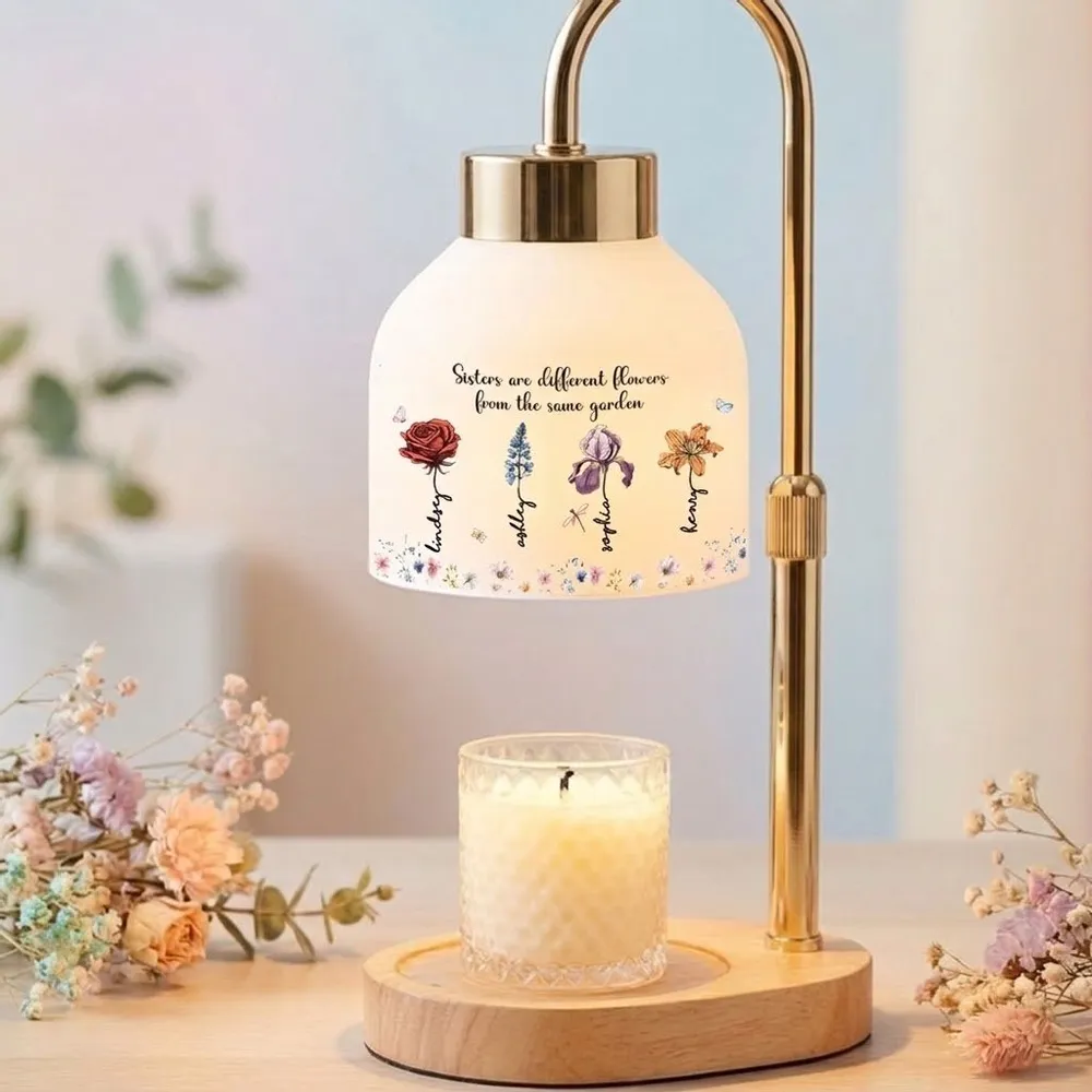 Candle Warmer Lamp For Sisters, Sisters Are Different Flowers From The Same Garden, Personalized Floral Keepsake Gift - Image 3
