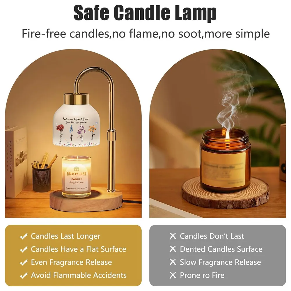 Candle Warmer Lamp For Sisters, Sisters Are Different Flowers From The Same Garden, Personalized Floral Keepsake Gift - Image 5