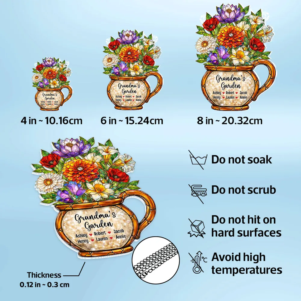 Grandma's Garden Acrylic Suncatcher Ornament, Sunlight Catching Flower Bouquet Window Decor, Thoughtful Personalized Gift - Image 4