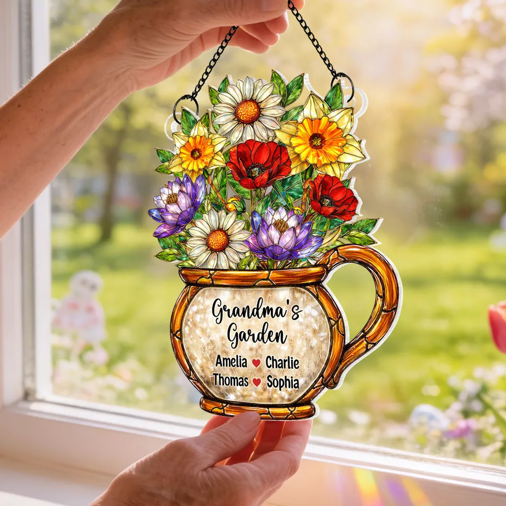 Grandma's Garden Acrylic Suncatcher Ornament, Sunlight Catching Flower Bouquet Window Decor, Thoughtful Personalized Gift - Image 6