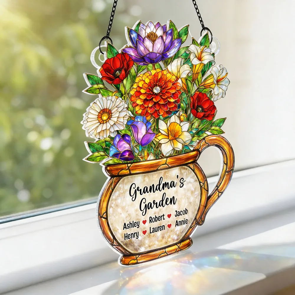 Grandma's Garden Acrylic Suncatcher Ornament, Sunlight Catching Flower Bouquet Window Decor, Thoughtful Personalized Gift - Image 7