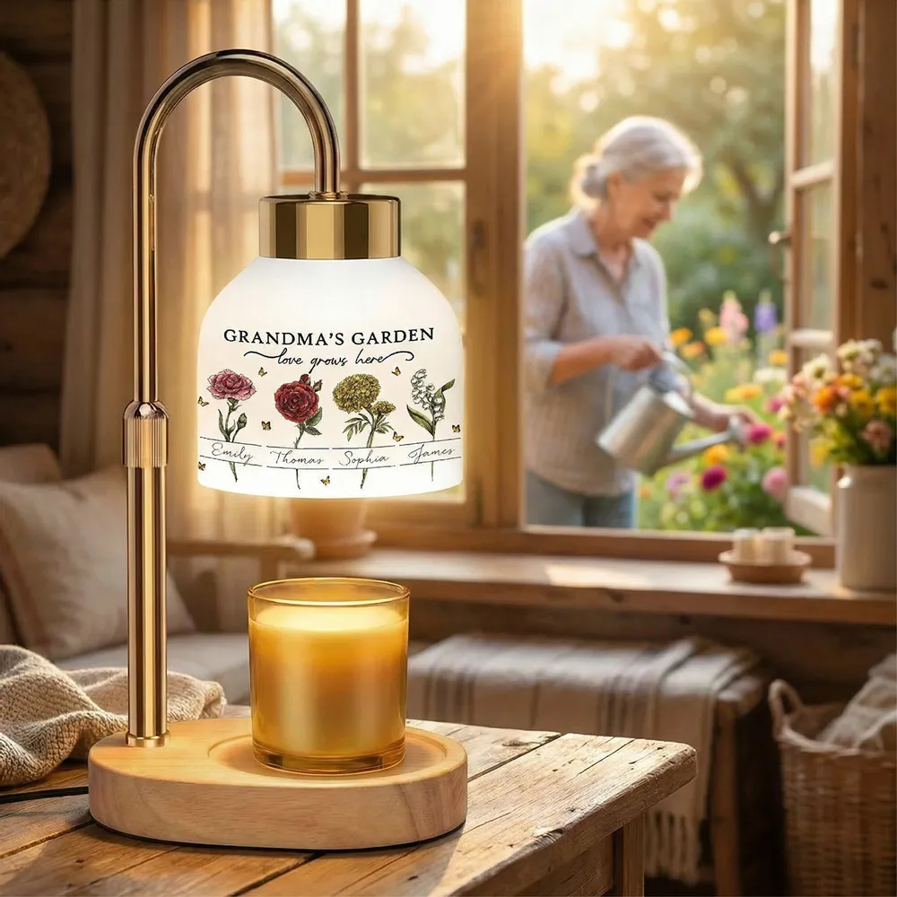 Grandma's Garden Candle Warmer Lamp, Personalized Floral Keepsake for Her Nightstand, Sweet Unique Gift from Grandkids - Image 8