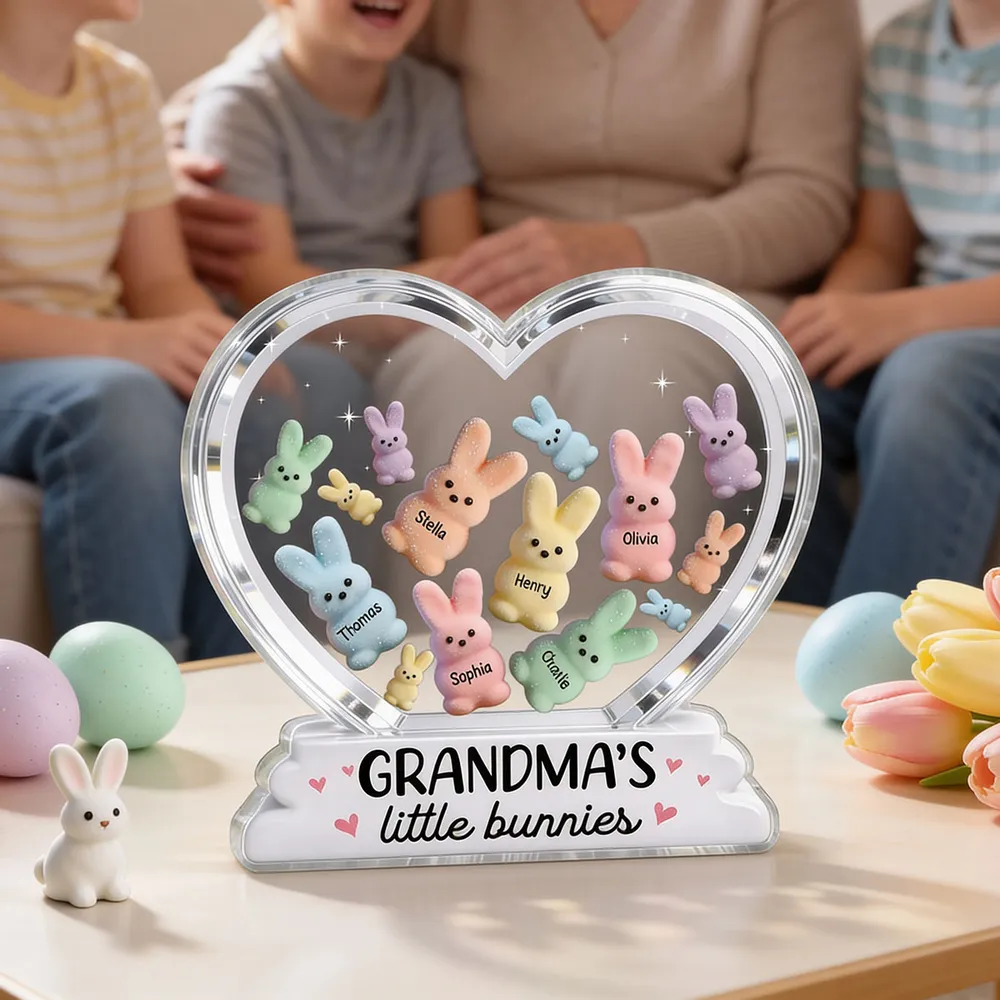 Personalized Shaped Acrylic Block Plaque Grandma's Little Bunnies Heart Easter Decor, Unique Gift for Grandma - Image 3