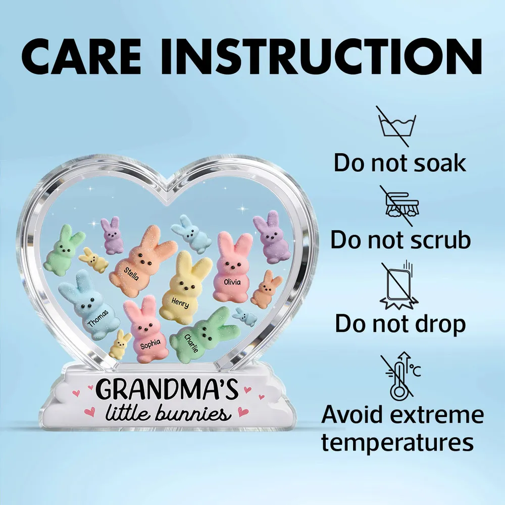 Personalized Shaped Acrylic Block Plaque Grandma's Little Bunnies Heart Easter Decor, Unique Gift for Grandma - Image 5