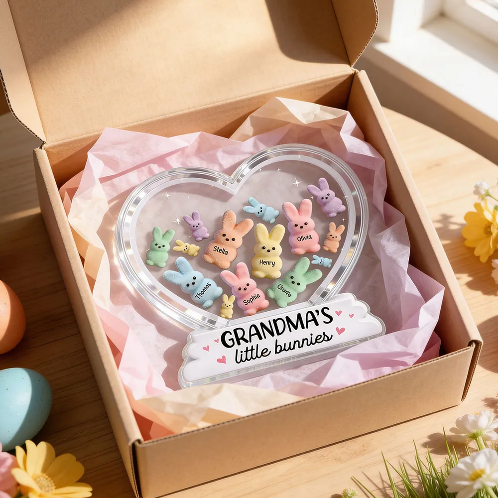 Personalized Shaped Acrylic Block Plaque Grandma's Little Bunnies Heart Easter Decor, Unique Gift for Grandma - Image 6