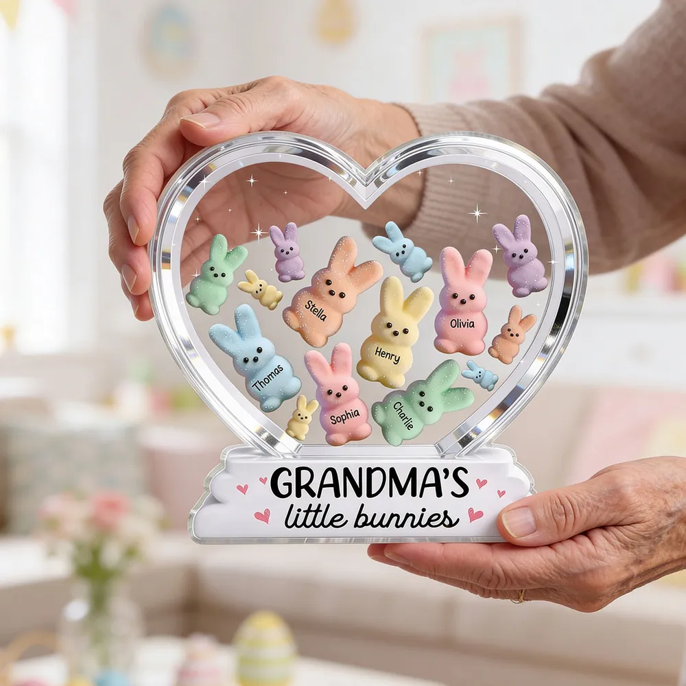 Personalized Shaped Acrylic Block Plaque Grandma's Little Bunnies Heart Easter Decor, Unique Gift for Grandma - Image 7