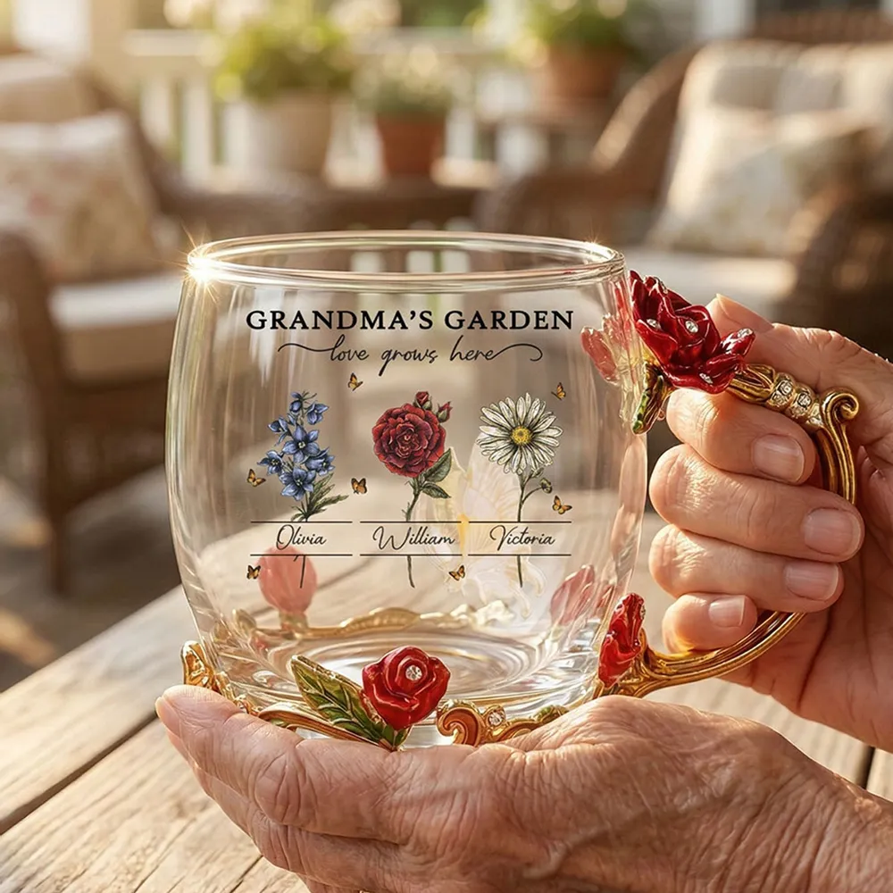 Personalized Grandma's Garden Enamel Flower Tea Cup with Custom Birth Month Flowers, Vintage-Inspired Unique Gift for Grandma - Image 6