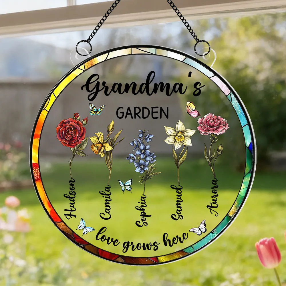 Grandma's Garden Love Grows Here Acrylic Suncatcher Ornament - Sunlight Reflection Window Decor, Thoughtful Personalized Gift - Image 6