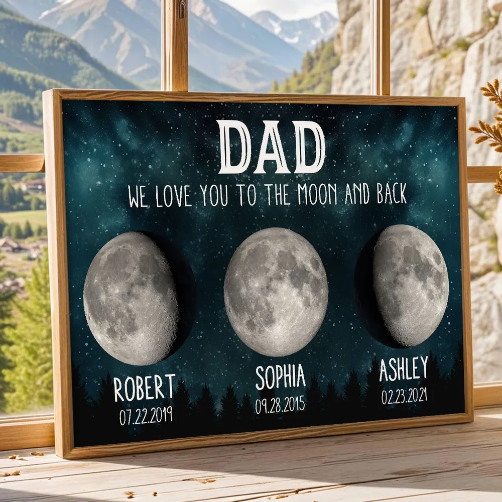 Personalized Moon Phase Poster for Dad, Custom We Love You To The Moon And Back Wall Decor, Unique Father's Gift - Image 4