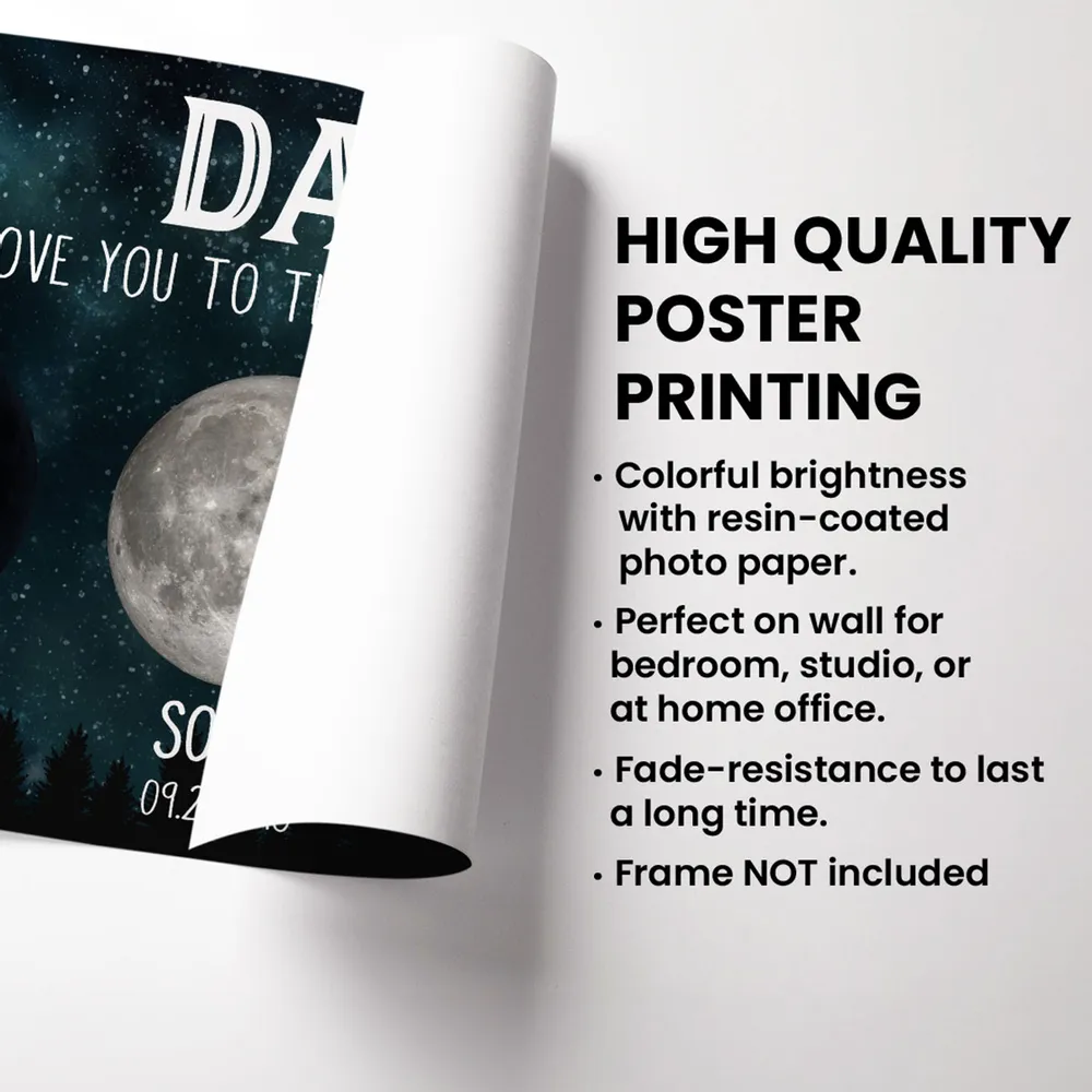 Personalized Moon Phase Poster for Dad, Custom We Love You To The Moon And Back Wall Decor, Unique Father's Gift - Image 5