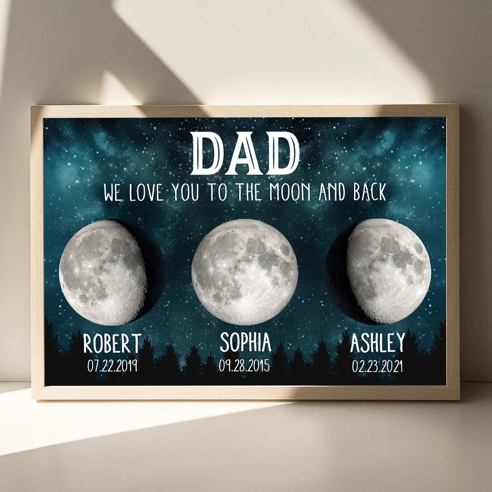 Personalized Moon Phase Poster for Dad, Custom We Love You To The Moon And Back Wall Decor, Unique Father's Gift - Image 6