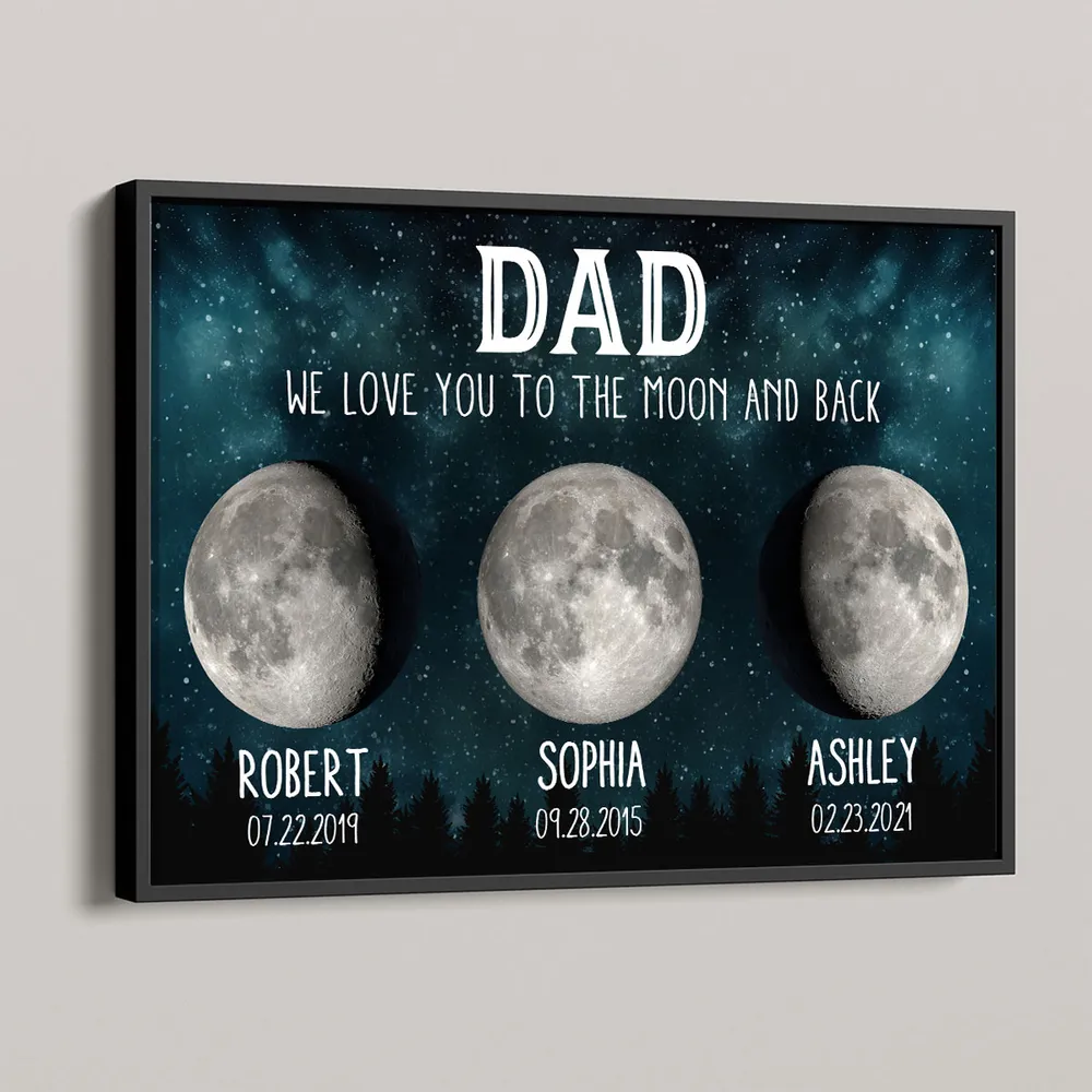 Personalized Moon Phase Poster for Dad, Custom We Love You To The Moon And Back Wall Decor, Unique Father's Gift - Image 7