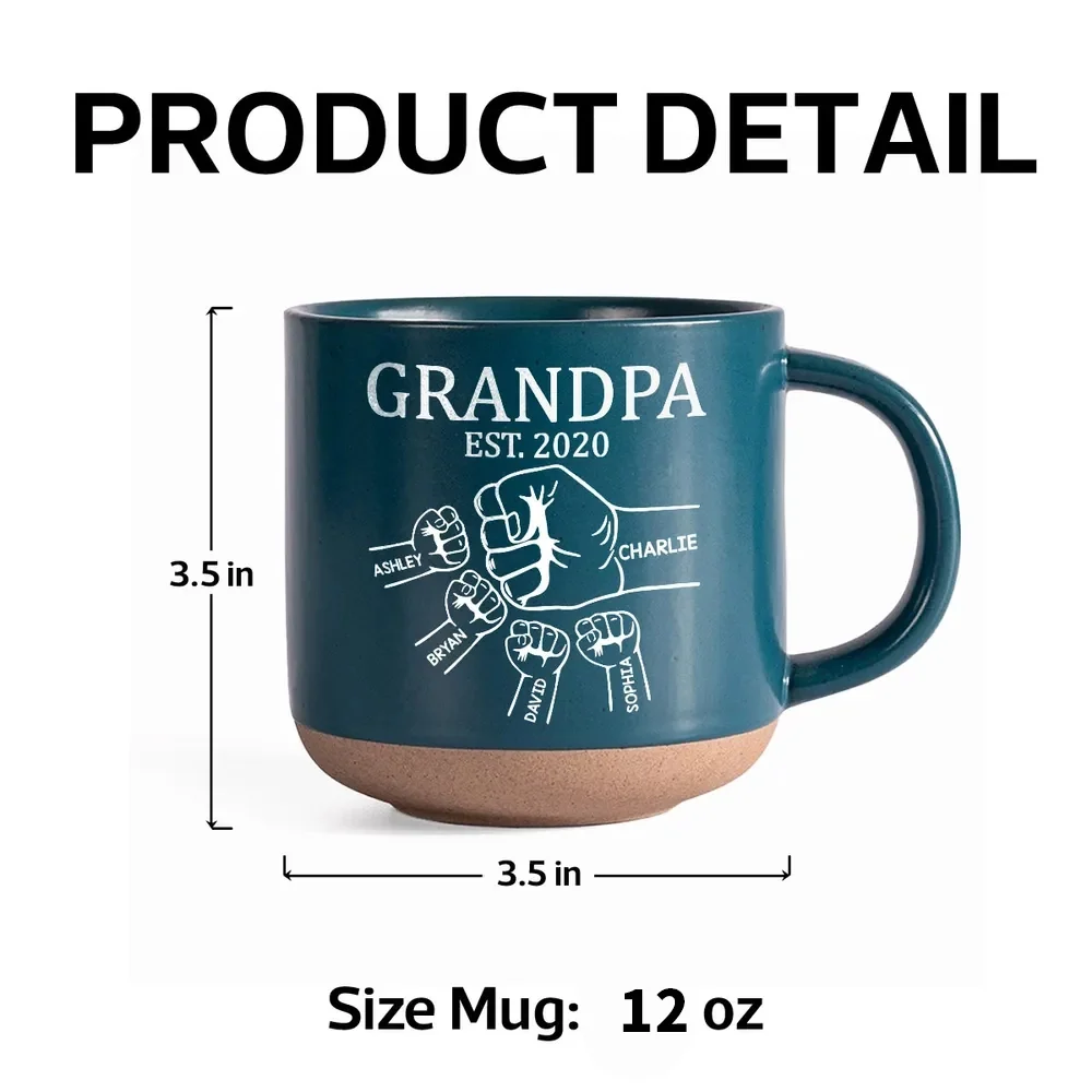 Personalized Pottery Mug with Grandpa Fist Bump Design, Cozy Coffee Moment, Unique Gift for Grandpa - Image 5