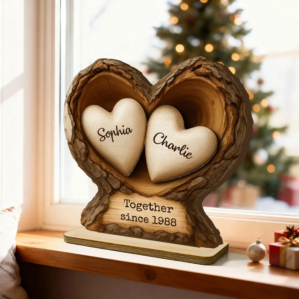 Personalized Wooden Plaque Tree Heart Keepsake for Couples, Rustic Romantic Display, Unique Gift for Wife or Husband - Image 3