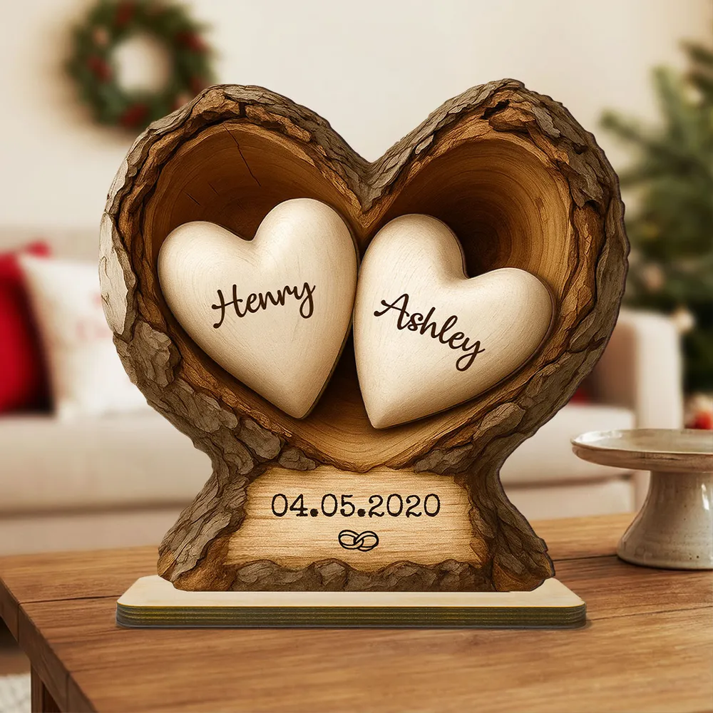 Personalized Wooden Plaque Tree Heart Keepsake for Couples, Rustic Romantic Display, Unique Gift for Wife or Husband - Image 4