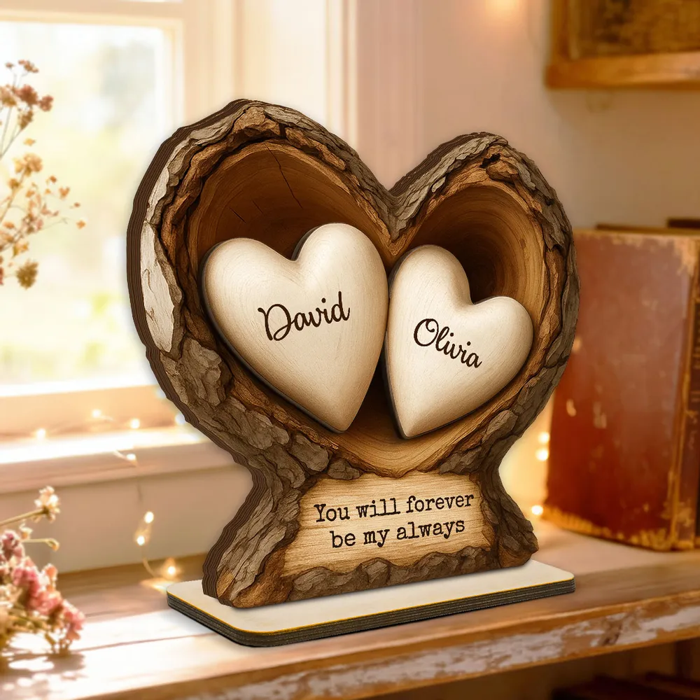 Personalized Wooden Plaque Tree Heart Keepsake for Couples, Rustic Romantic Display, Unique Gift for Wife or Husband - Image 6