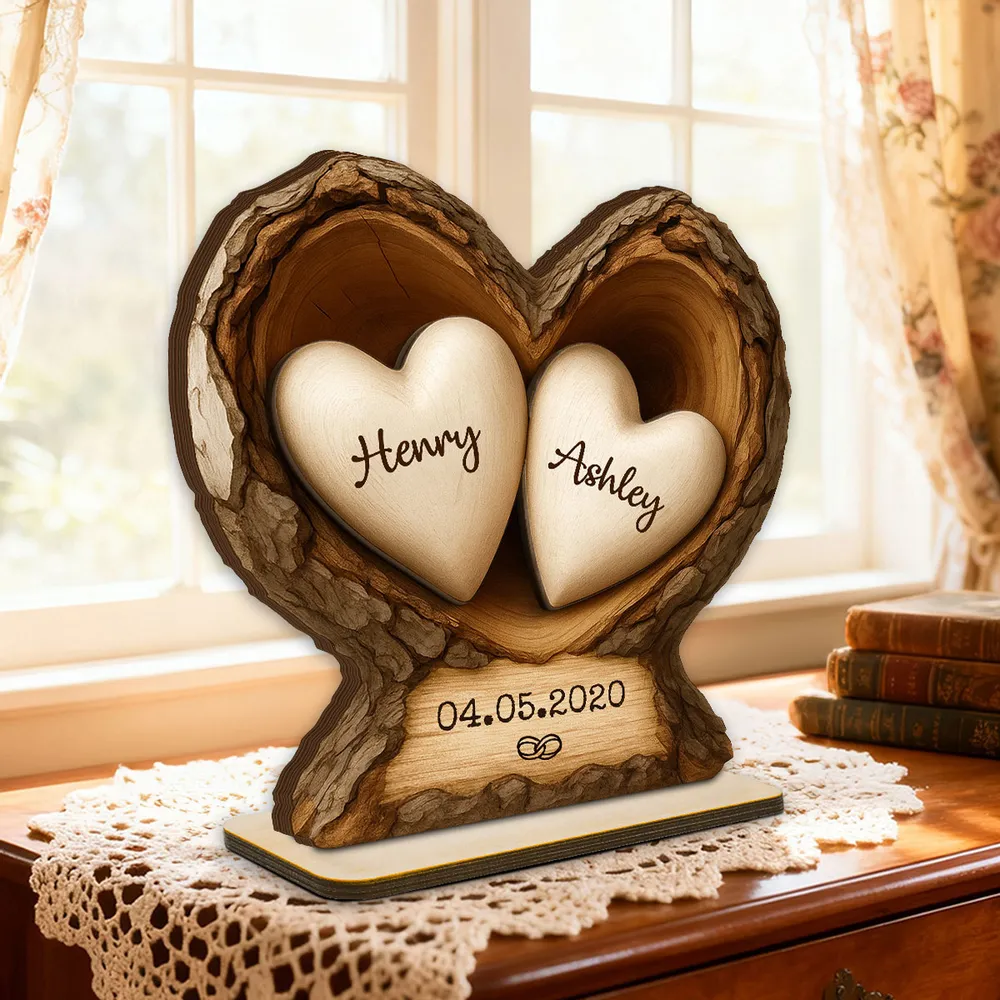 Personalized Wooden Plaque Tree Heart Keepsake for Couples, Rustic Romantic Display, Unique Gift for Wife or Husband - Image 7