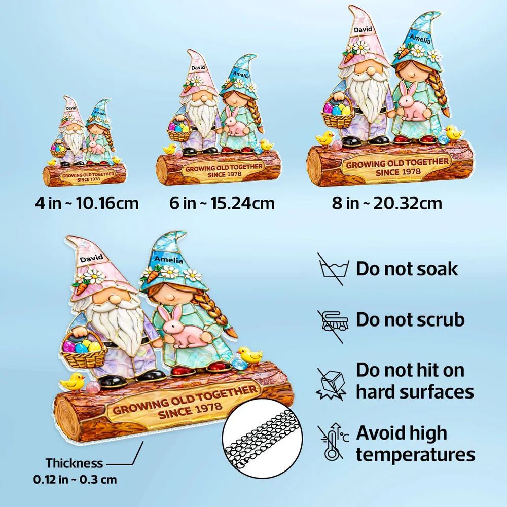 Personalized Acrylic Suncatcher Ornament Cute Gnome Couple Window Decor, Sunlit Colorful Display, Unique Anniversary Gift - Image 4