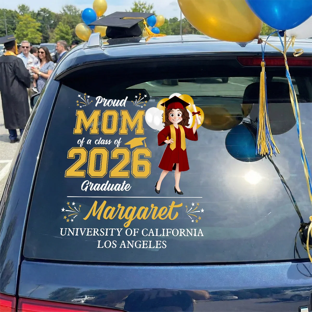 Personalized Graduation Sticker Decal - Bold Gold Black Senior Car Decal for Parade Photos, Unique Creative Gift for a Grad - Image 3