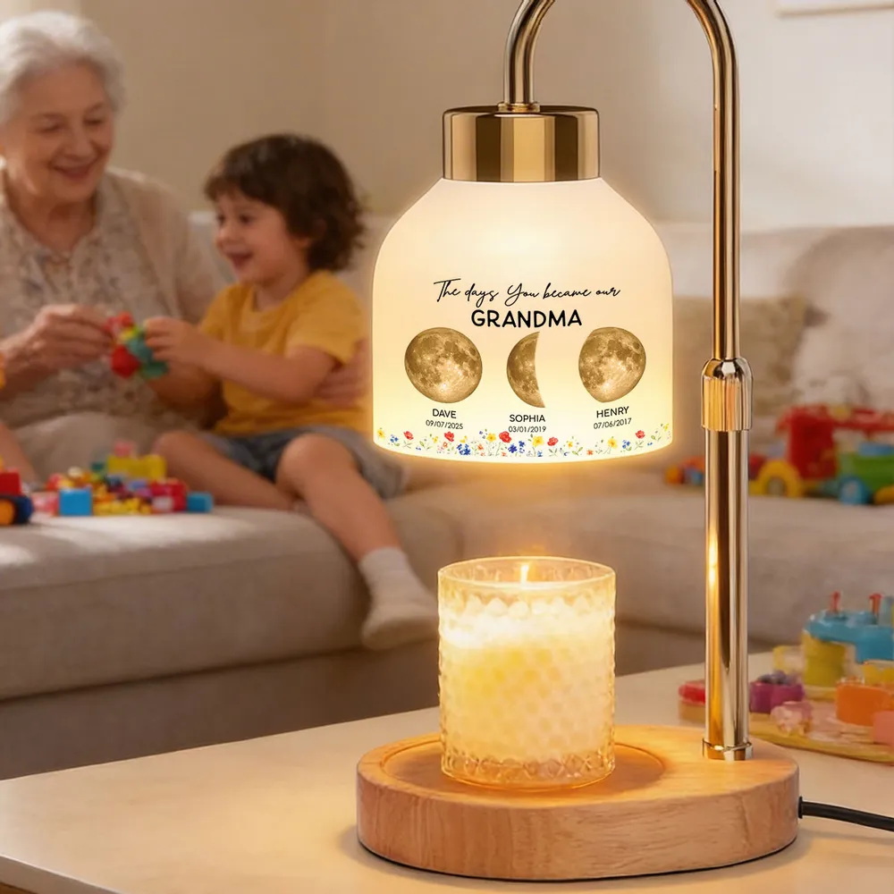 Personalized Candle Warmer Lamp with Golden Moon Phases for Grandma - Unique Gift for a Cozy Nightstand Glow - Image 3