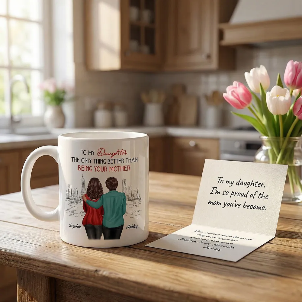 Personalized White Ceramic Mug for Daughter, Parents Watching You Be A Mom Design, Unique Mother's Day Gift - Image 5